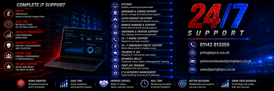 24/7 IT, infrastructure, training and business support from PringlePCS