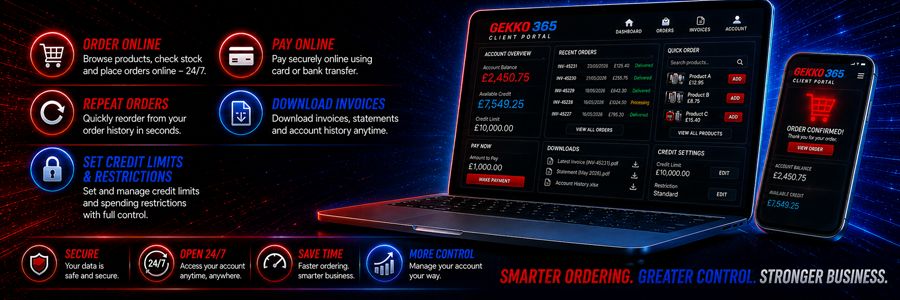Gekko Wholesale online ordering and client account portal